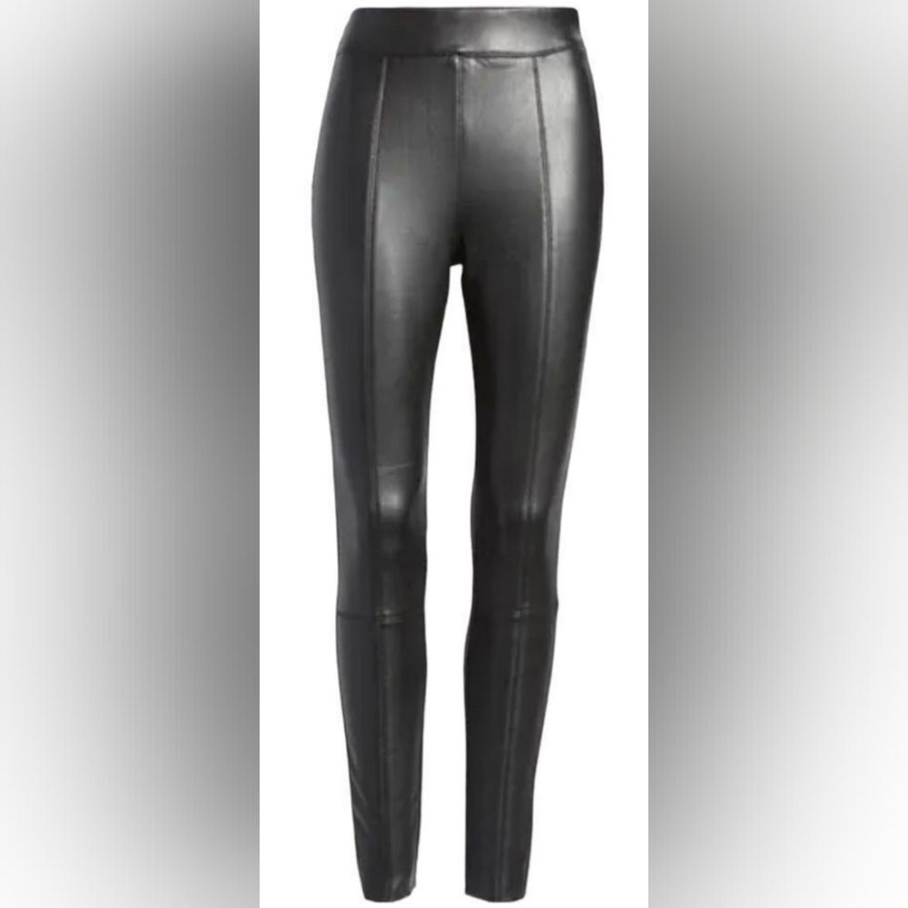 NWOT TOPSHOP Straight Leg Vegan Leather Leggings Skinny Fit BLACK sz 2